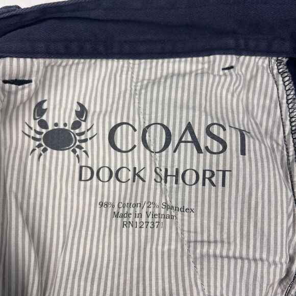Coast Dock Shorts Men’s 38 Navy Blue Flat Front Chino Boating Fishing Nautical - Picture 7 of 15